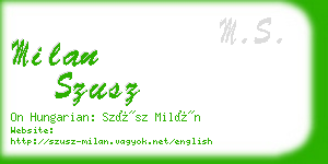 milan szusz business card